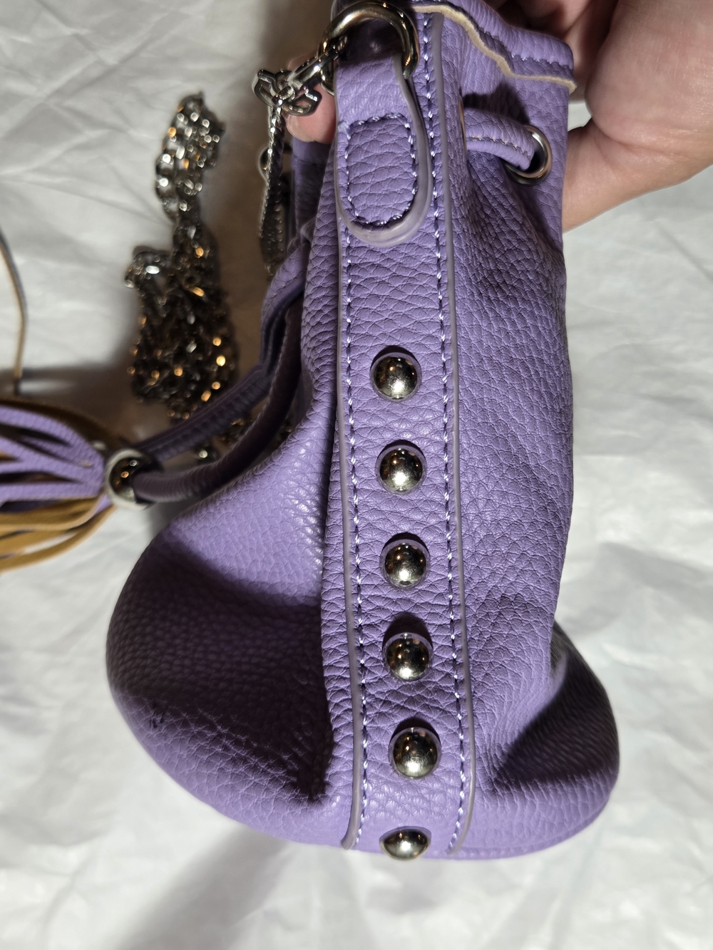 Charming Charlie purple mini drawstring crossbody bucket bag NWOT - Picture 6 of 11